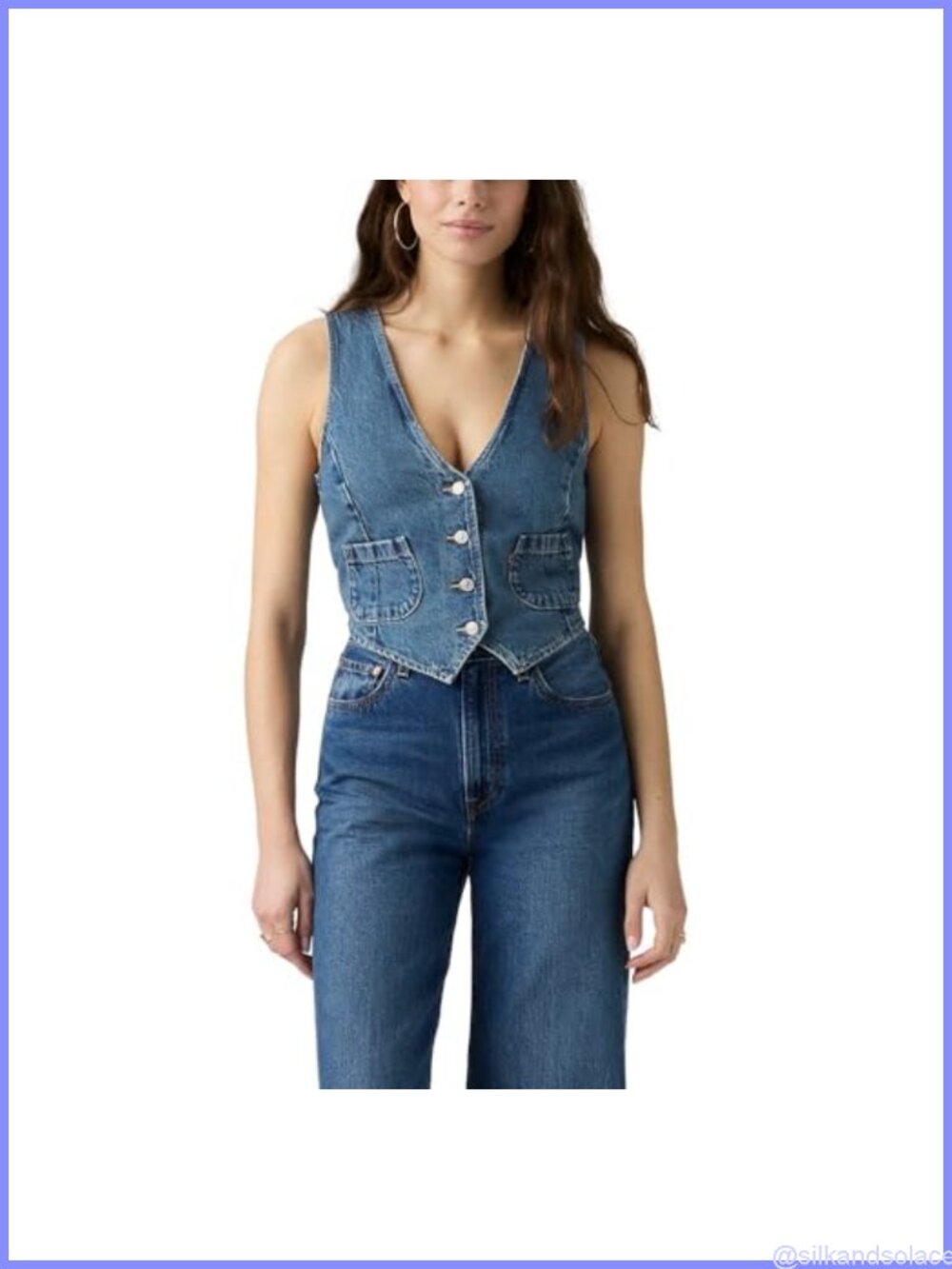 Vintage Inspired Tailored Cotton Denim Vest Sleeveless